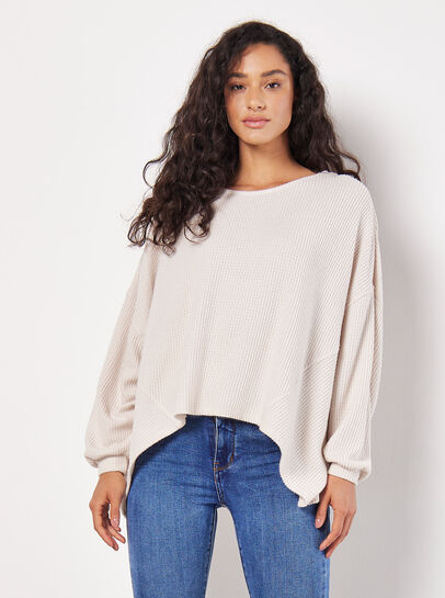 Soft-Touch Oversized Waffle Knit Top