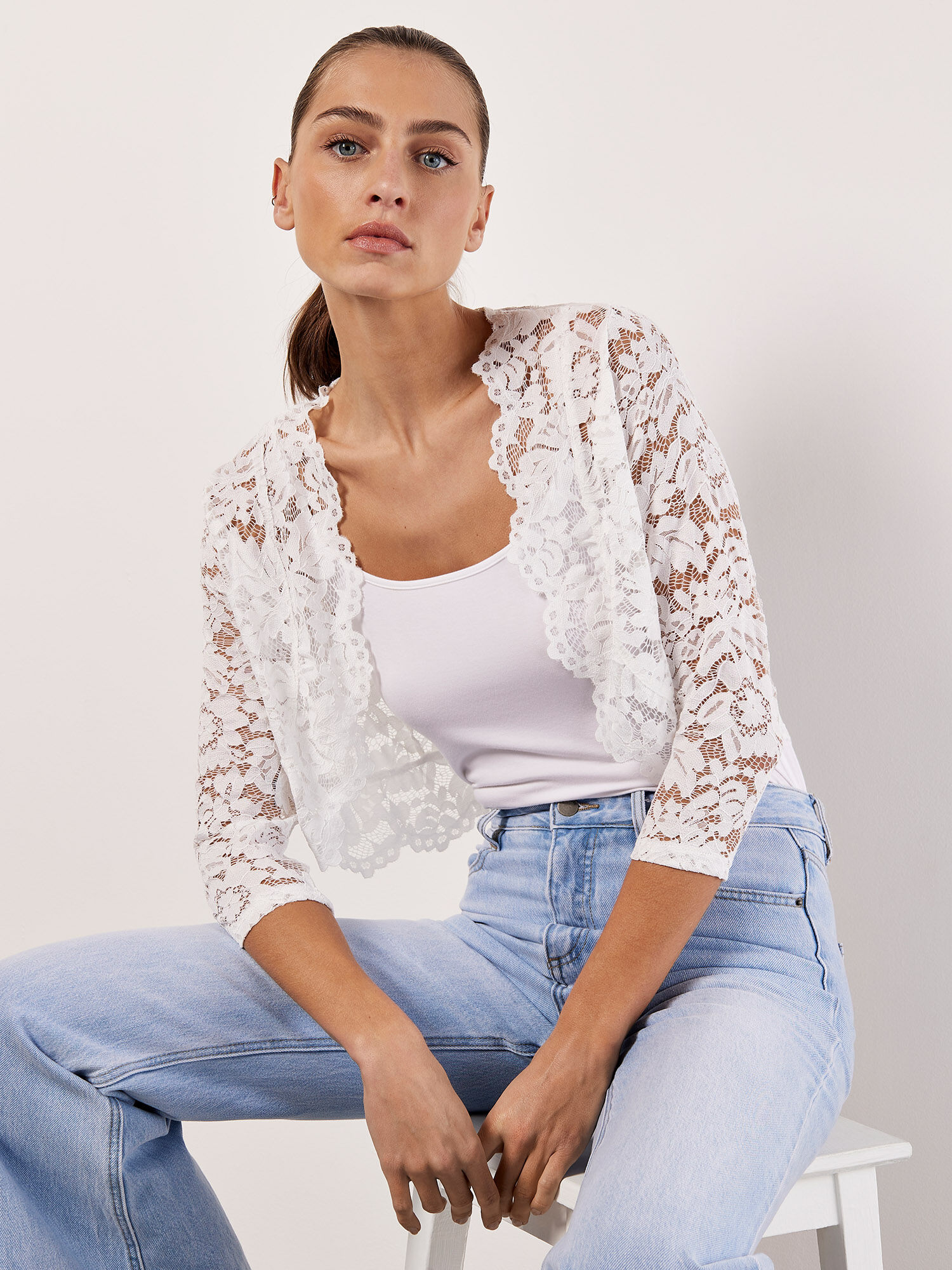 Cream shrugs and boleros on sale