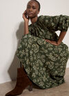 Folk Floral A-Line Midi Skirt, Green, large