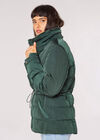Faux Fur Hood Puffer Jacket, Green, large