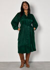 Curve Satin Shirt Midi Dress, Green, large