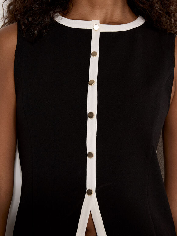 Jersey Crepe Monochrome Waistcoat, Black, large