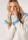 Fair Isle Gem Embellished Jumper, Cream, large