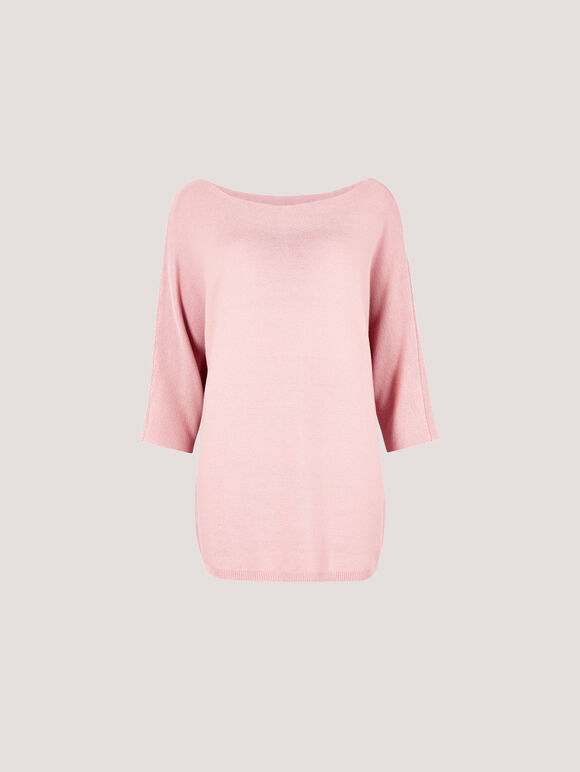 Stretch Knit Batwing Top, Pink, large