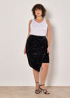 Curve Velvet Sequin Wrap Mini Skirt, Black, large