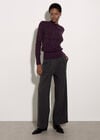 Pom Pointelle Knit Jumper, Purple, large