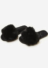 Cosy Faux Fur Luxe Slippers, Black, large