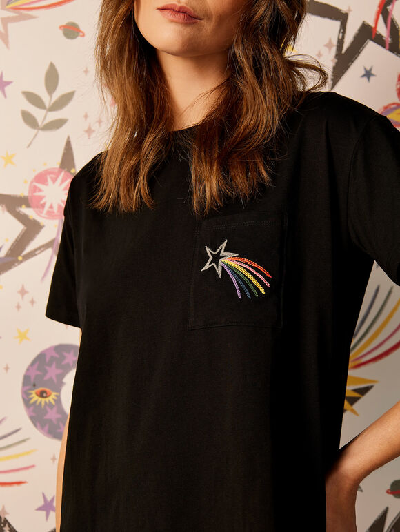 Dreams Embroidery Pocket Tee, Black, large