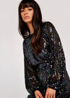 Sequin Shift  Mini Dress, Black, large