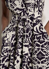 Abstract Tile Crepe Shirt Midi Dress, Navy, large