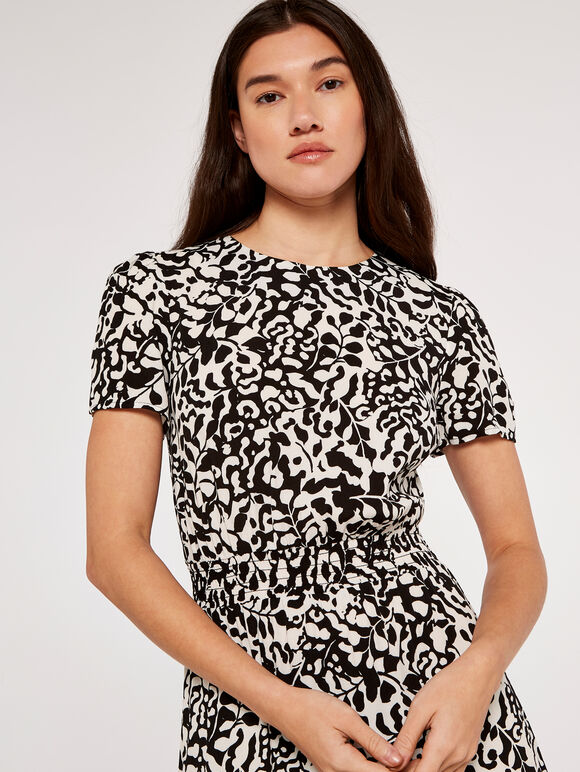 Leaf Silhouette Dress, Black, large