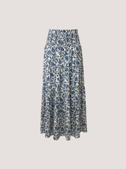 Painterly Paisley Tiered Maxi Skirt