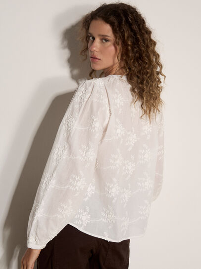 Floral Embroidered Cotton Blouse