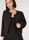 Metallic Sparkle Tailored Tweed Jacket, Black, large