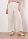 Linen Blend Culotte Trousers, Stone, large