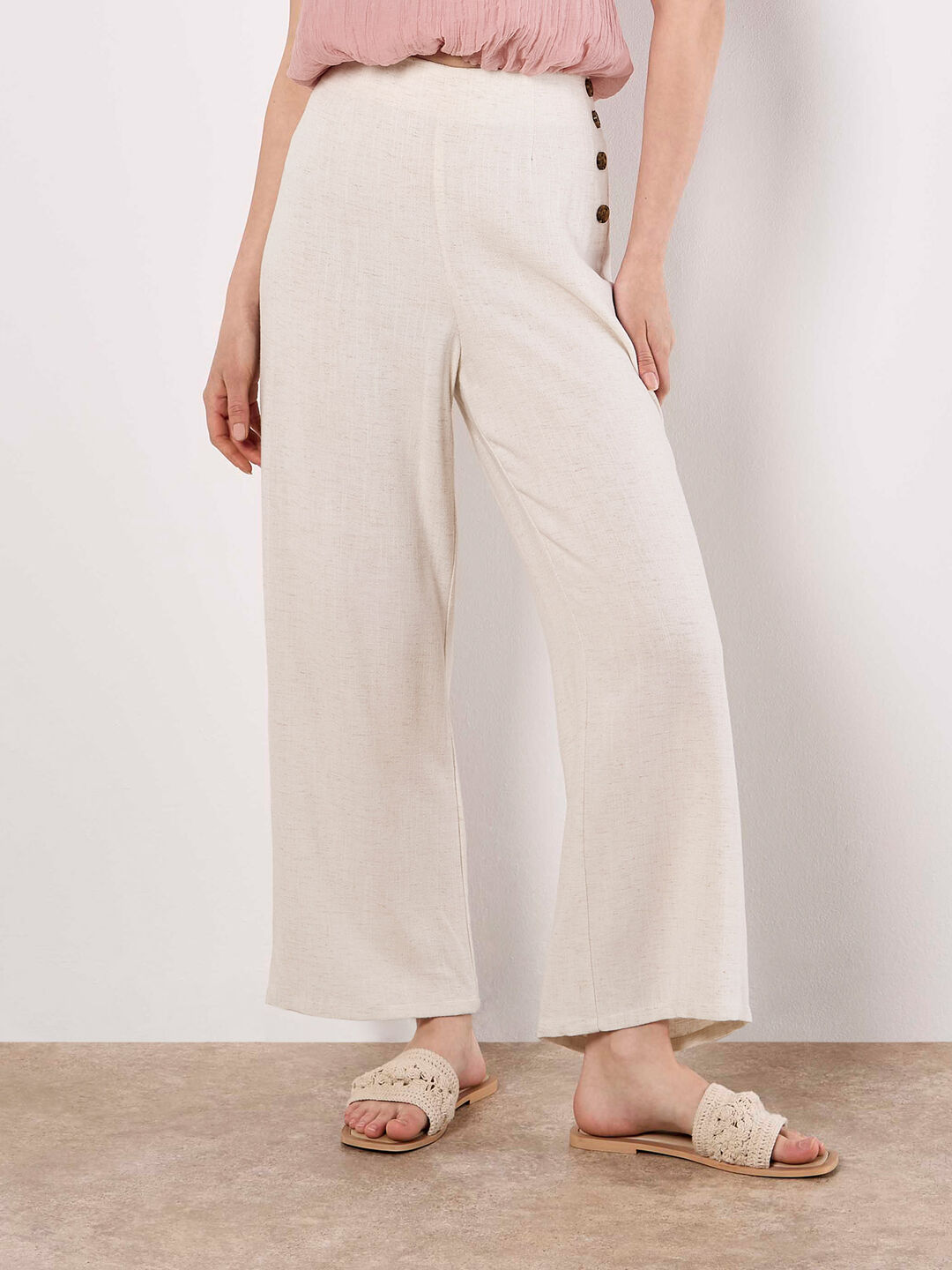 Linen Blend Culotte Trousers
