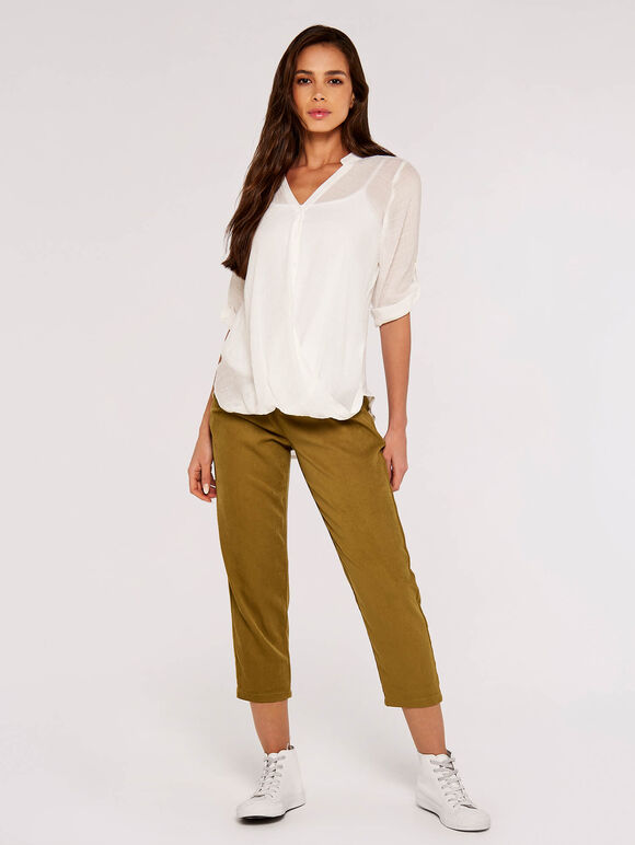 Slub Shimmer Twist Top, Cream, large
