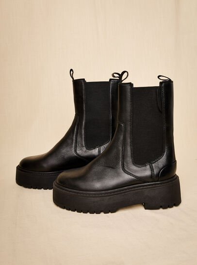 Chunky Leather Platform Boots