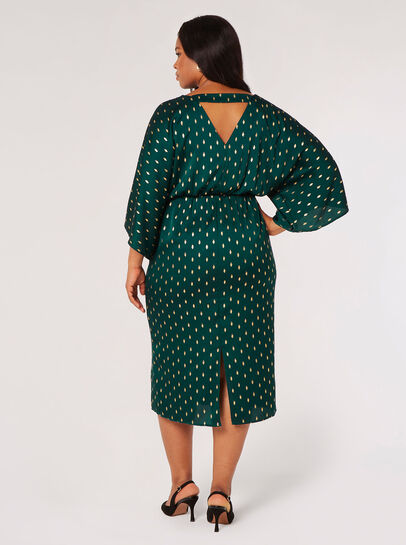 Curve Gold Foil Satin Midi Dress