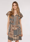 Ikat Tribal Mini Dress, Rust, large