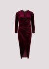 Glitter Velvet Wrap Midi Dress, Burgundy, large
