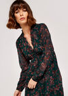 Paisley Long Sleeve Ruffle Dress, Green, large