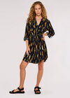 Brushstroke Print Mini Dress , Black, large