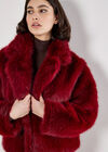 Faux Fur Short Coat, Burgundy, large