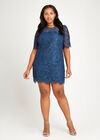 Lace Scallop Hem Dress+, Teal, large