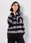 Hooded Stripe Tunic Jumper, Grey, large