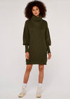 Cowl Neck Jumper Dress, Khaki, large