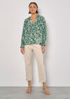 Blurred Floral Chiffon Blouse, Green, large