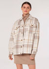 Classic Check Shacket, Stone, large