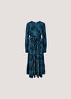 Floral Crepe Midi Dress, Teal, large