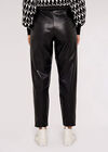 Leather Look Tapered Trousers, Black, large