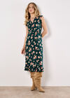 Painterly Floral Midi Dress, Green, large