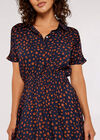 Dot Smock Midi Dress, Navy, large