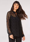 Geometric Guipure Lace Shirt, Black, large