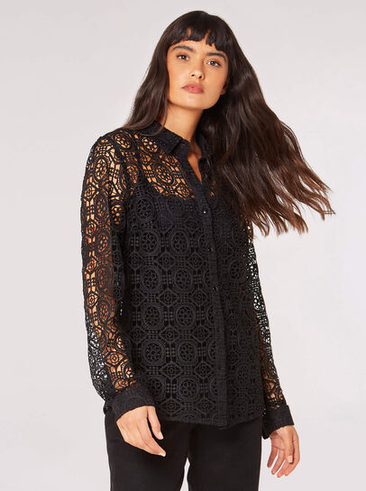 Geometric Guipure Lace Shirt