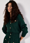 Gold Button Knit Cardigan, Green, large