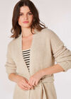 Fisherman Knit Longline  Cardigan, Stone, large