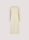 Pointelle Knitted Midi Dress, Cream, large