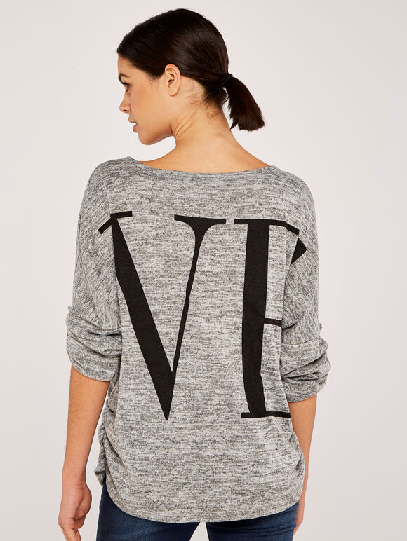 Love All Over Ruched Top, Grey, large