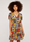 Patchwork Paisley Dress, Orange, large