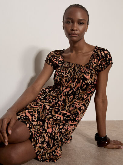 Colourful Ikat Milkmaid Mini Dress