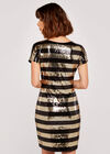 Sequin Stripe Mini Dress, Yellow, large