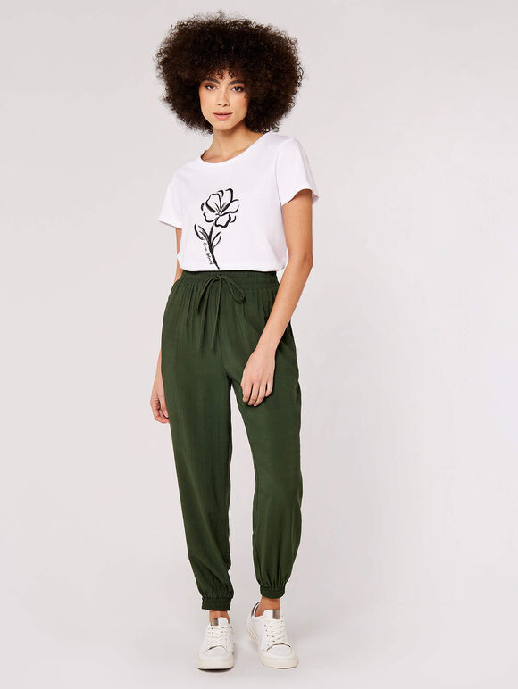 Abstract Flower Tee, White, large
