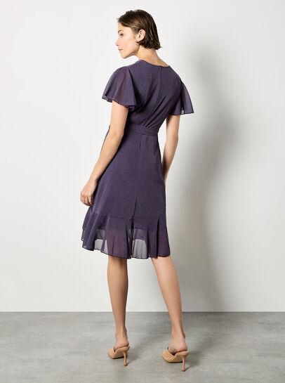 Sparkle Wrap Ruffle Mini Dress