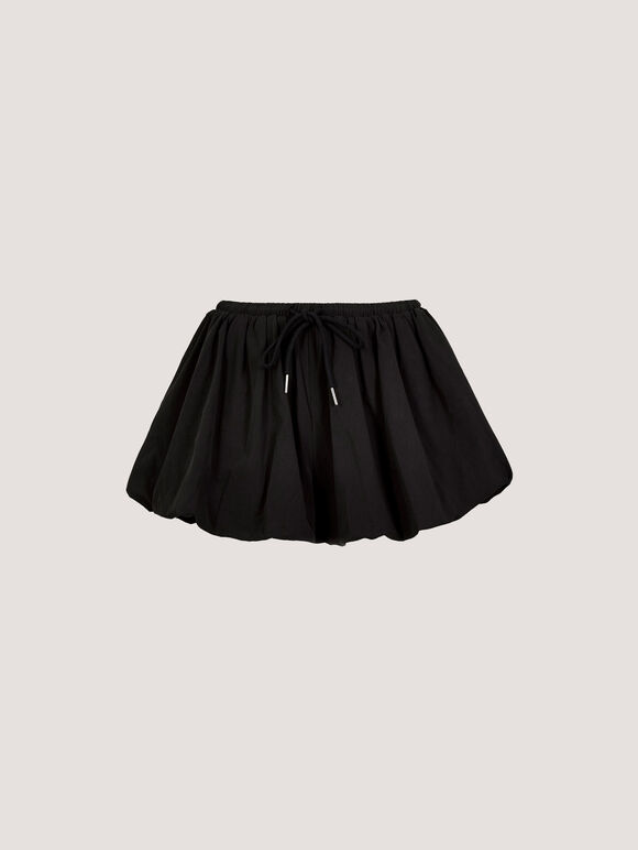 Bubble Hem Mini Shorts, Black, large