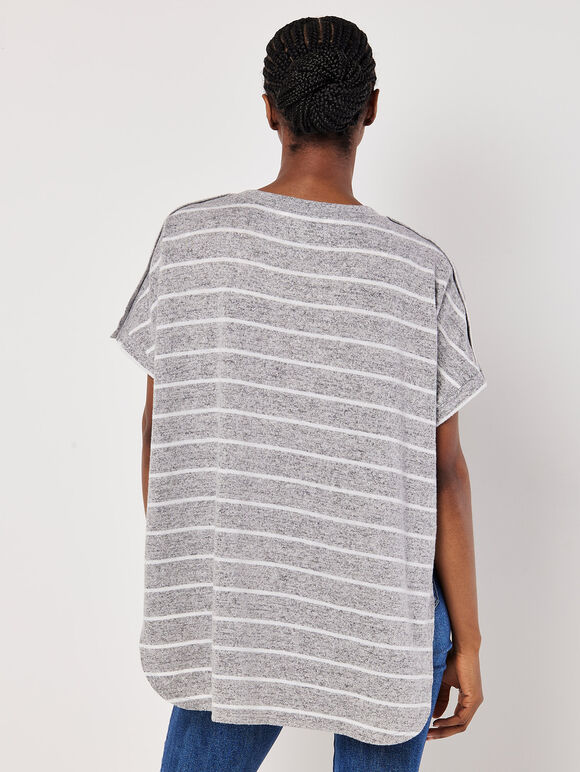 Soft Touch Stripe Top, Grey, large
